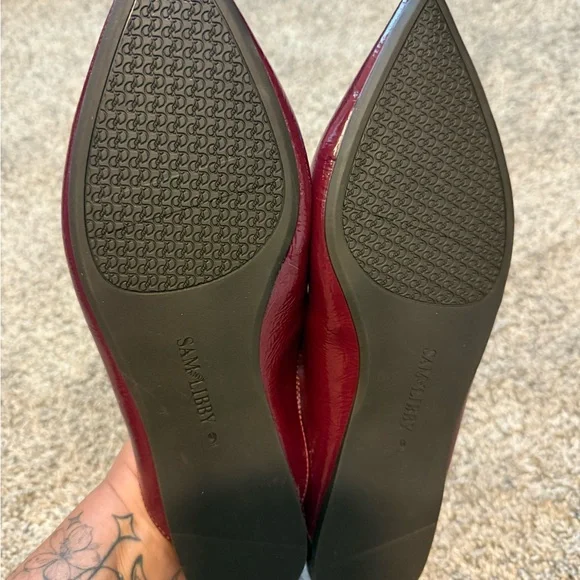 NEW!! Sam & Libby pointed toe bow mules in plum/burgundy faux leather - Picture 11 of 12